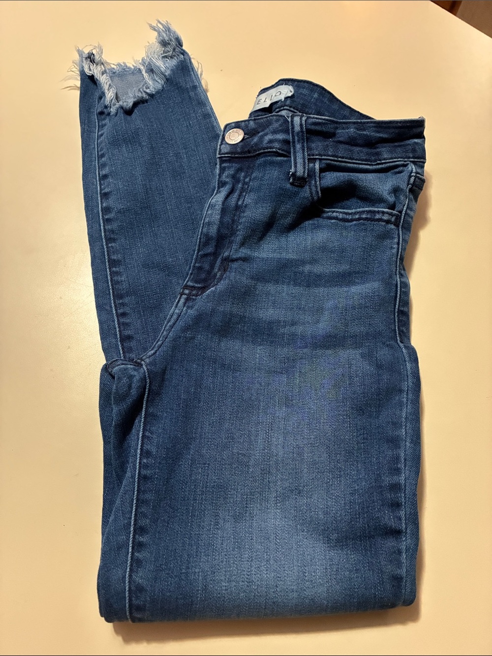 Cello Dark Blue Frayed Ankle Jeans